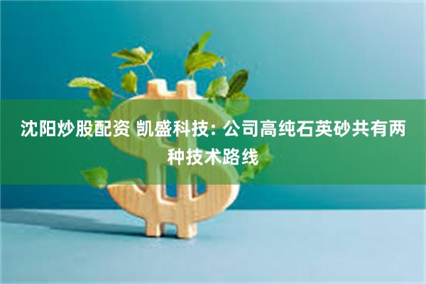 沈阳炒股配资 凯盛科技: 公司高纯石英砂共有两种技术路线