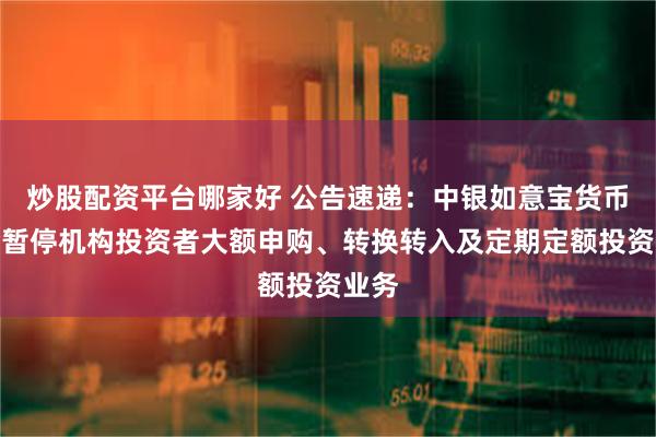 炒股配资平台哪家好 公告速递：中银如意宝货币基金暂停机构投资者大额申购、转换转入及定期定额投资业务