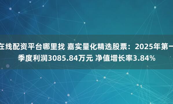 在线配资平台哪里找 嘉实量化精选股票：2025年第一季度利润3085.84万元 净值增长率3.84%