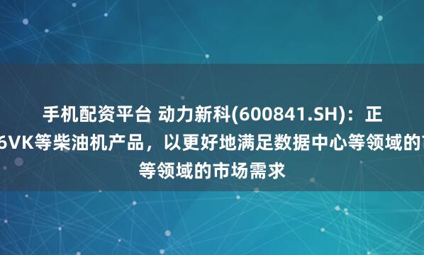 手机配资平台 动力新科(600841.SH)：正在研发16VK等柴油机产品，以更好地满足数据中心等领域的市场需求
