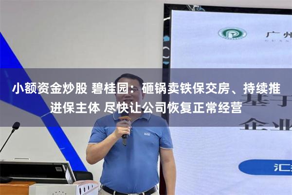 小额资金炒股 碧桂园：砸锅卖铁保交房、持续推进保主体 尽快让公司恢复正常经营